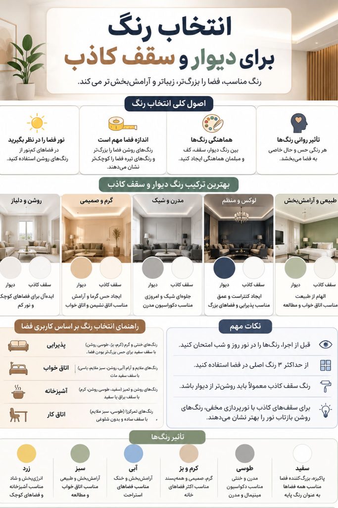 انتخاب رنگ برای دیوار و سقف کاذب